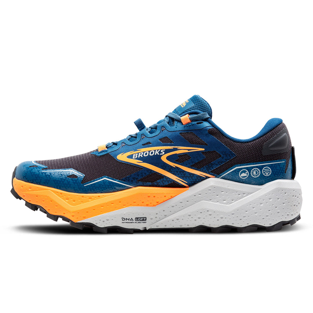 Brooks Caldera 7 Mens | Ebony/blue Sapphire/orange medial side