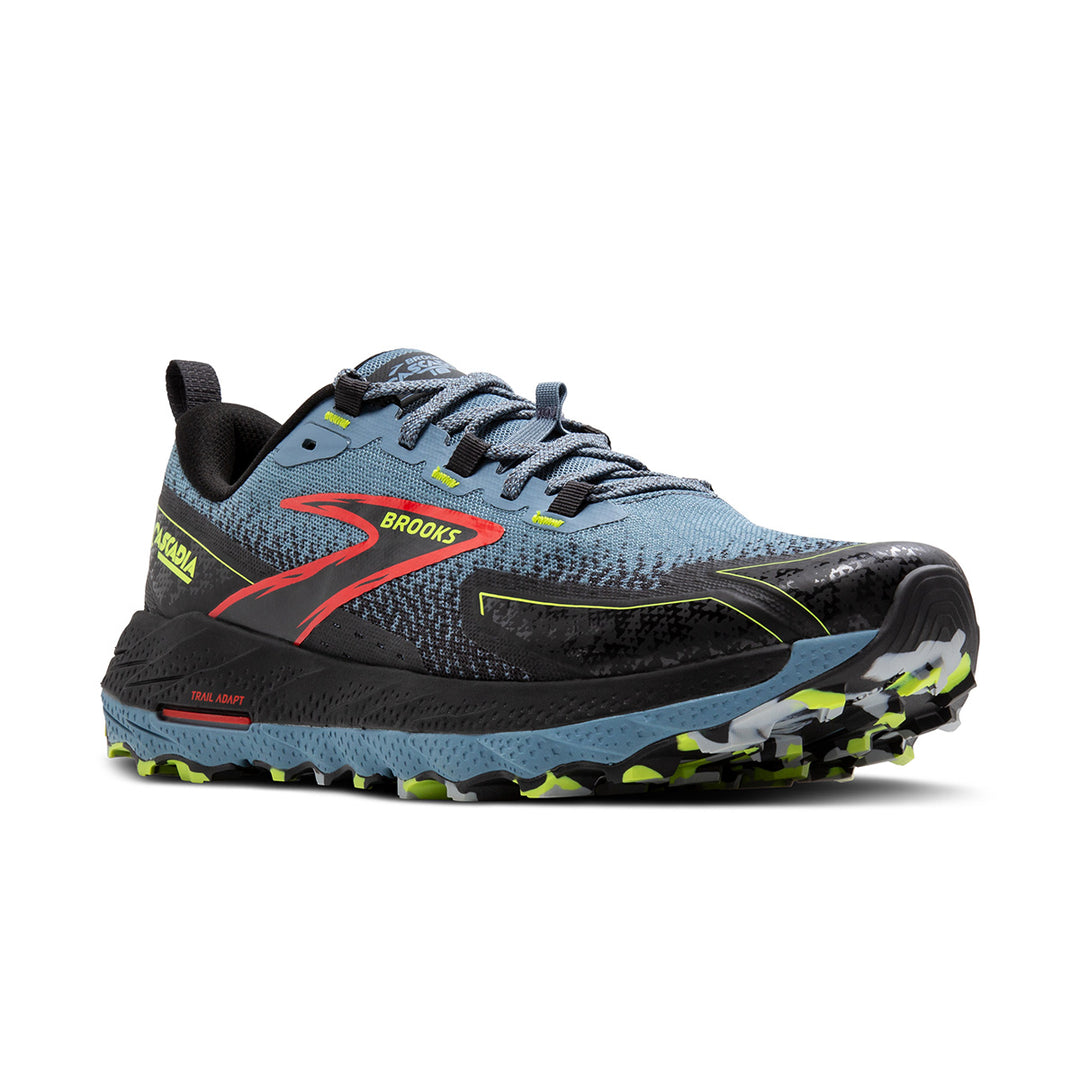 Brooks Cascadia 18 Mens | Citadel/ebony/lime cushioning