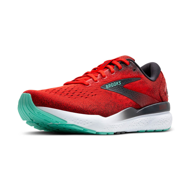 Brooks Ghost 16 Mens Running Shoes | Fiery Red/ebony/cockatoo front side