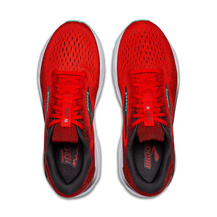 Brooks Ghost 16 Mens Running Shoes | Fiery Red/ebony/cockatoo top