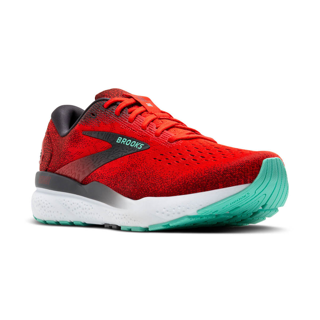 Brooks Ghost 16 Mens Running Shoes | Fiery Red/ebony/cockatoo 