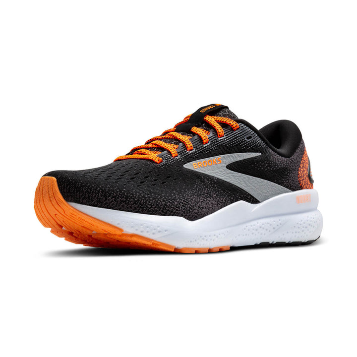 Brooks Ghost 16 Mens Running Shoes | Black/orange/white front