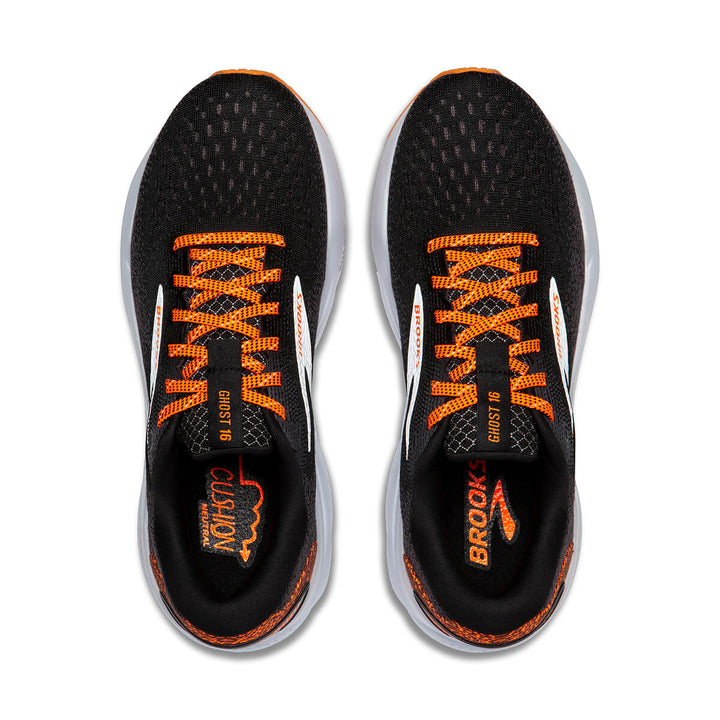 Brooks Ghost 16 Mens Running Shoes | Black/orange/white top