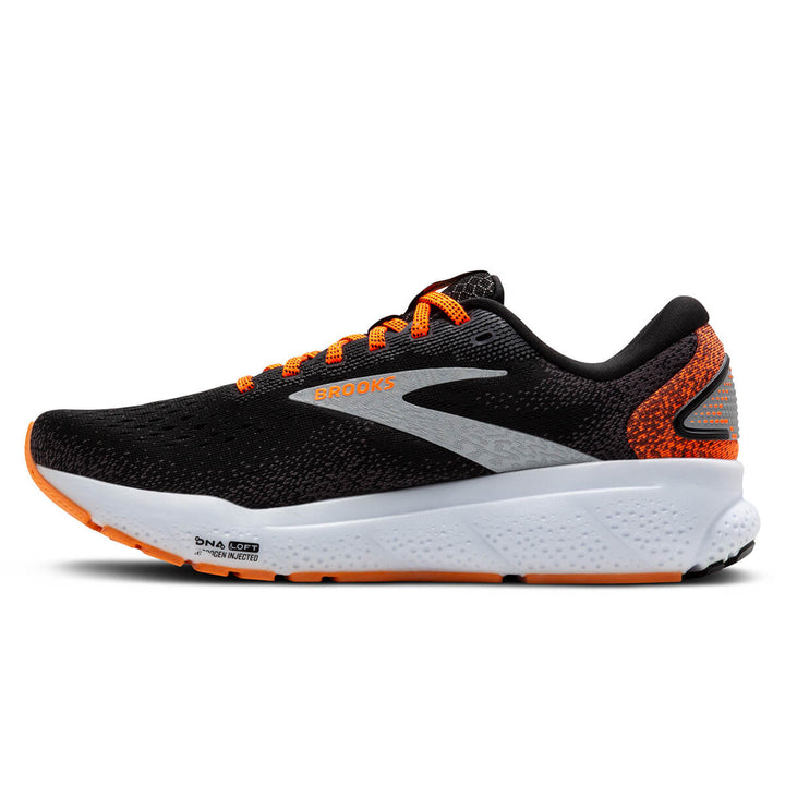 Brooks Ghost 16 Mens Running Shoes | Black/orange/white side