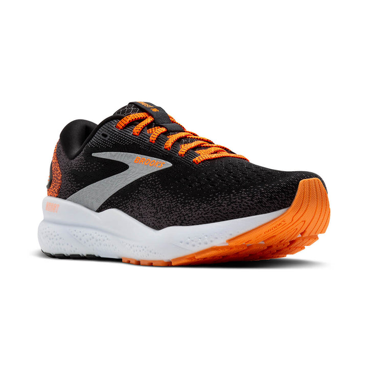 Brooks Ghost 16 Mens Running Shoes | Black/orange/white front side