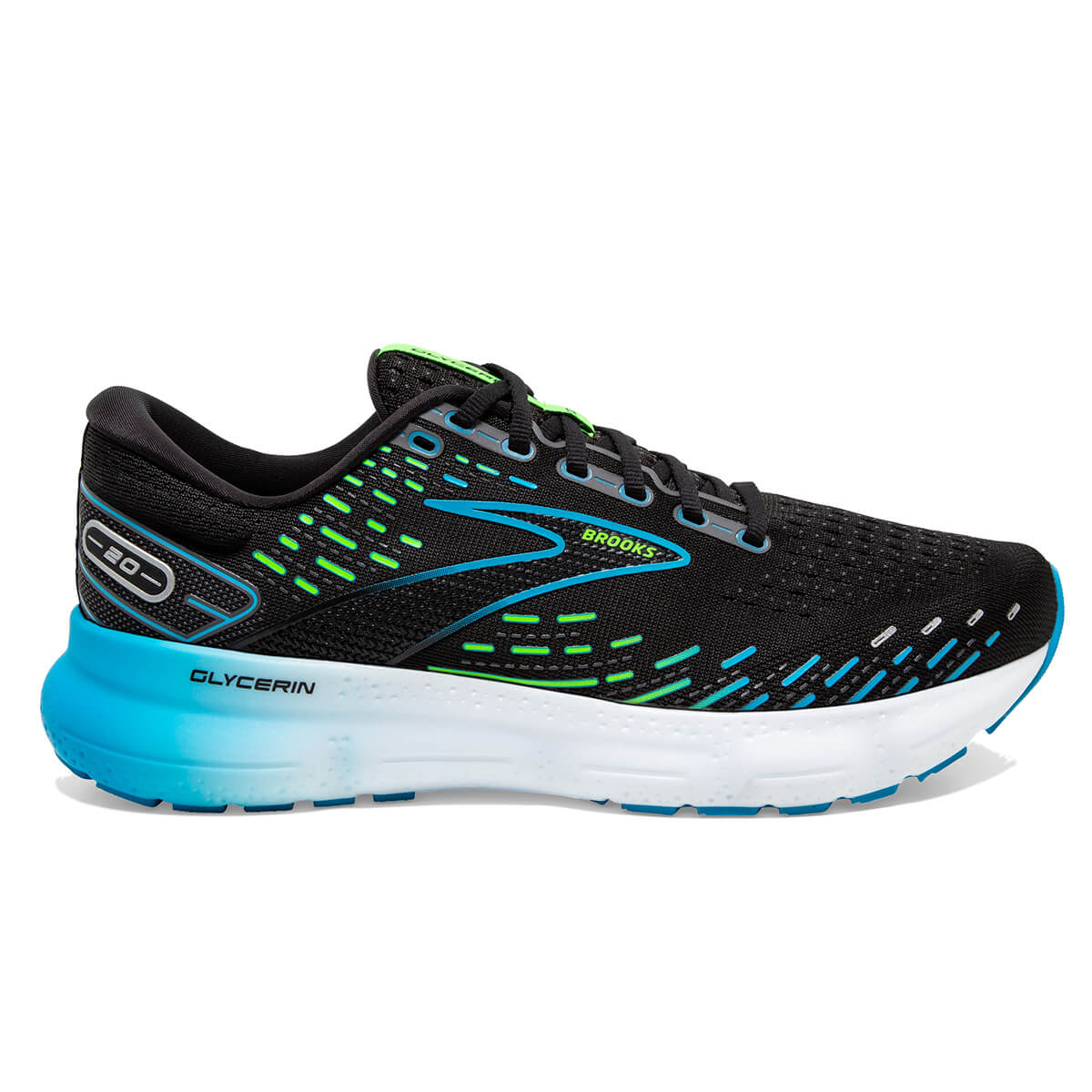 Brooks Glycerin 20 Mens Black hawaiian Ocean green Alexandra Sports