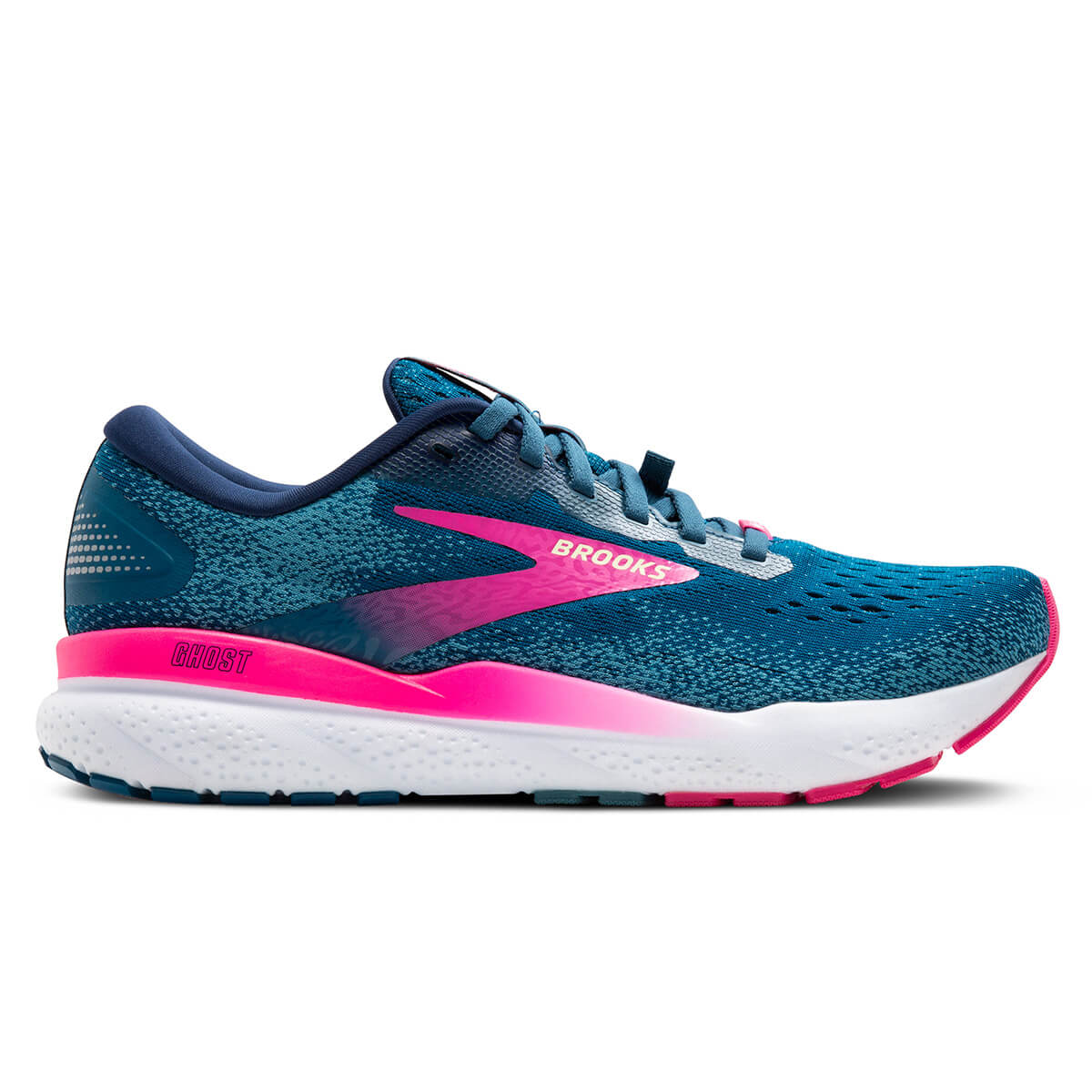 Brooks Ghost 16 GTX Womens Running Shoes Moroccan Blue pink yellow Alexandra Sports