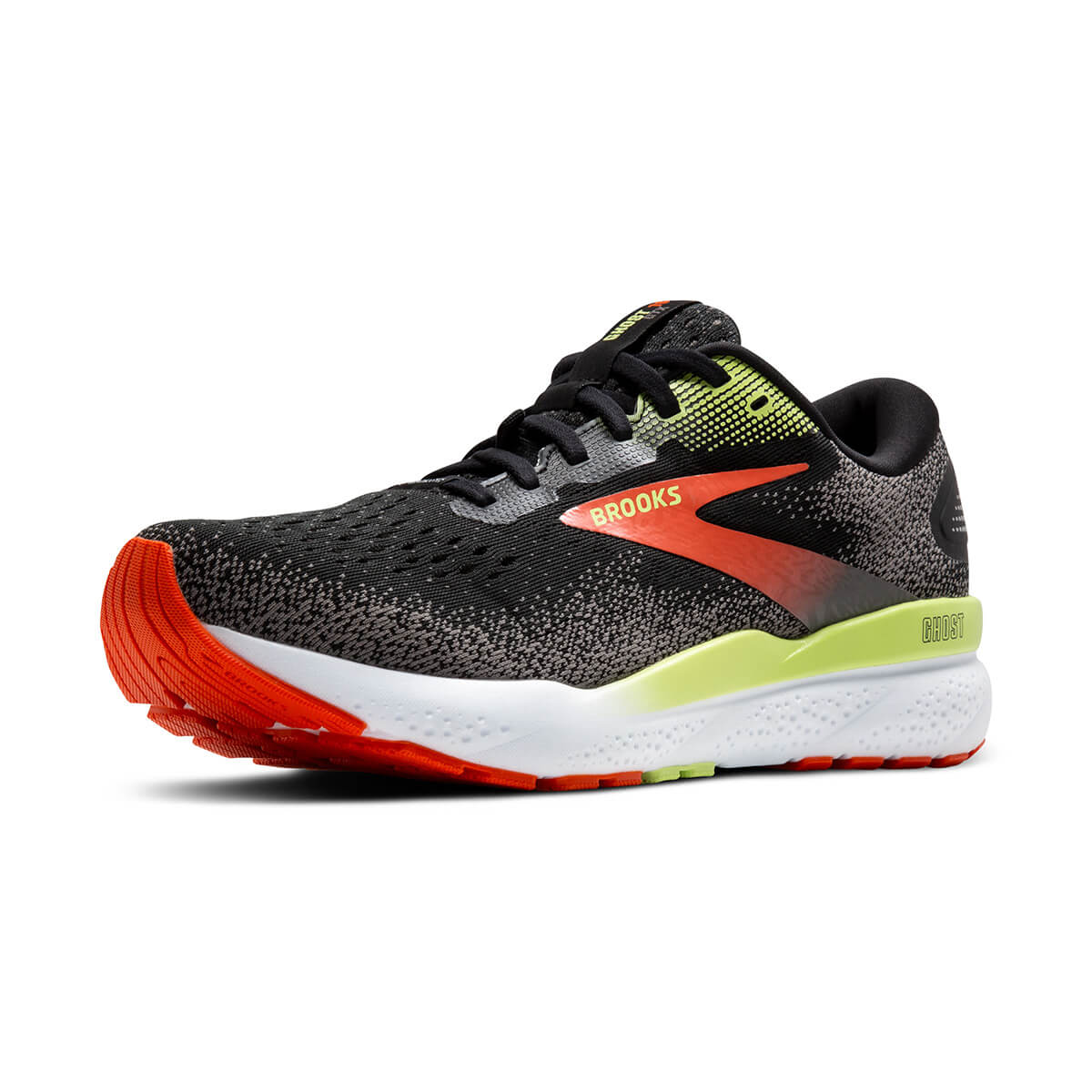 Brooks Ghost 16 GTX Mens Running Shoes Black mandarin Red green Alexandra Sports