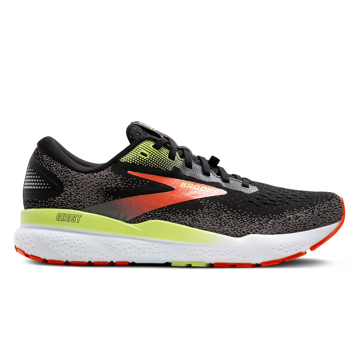 Brooks Ghost 16 GTX Mens Running Shoes Black mandarin Red green Alexandra Sports