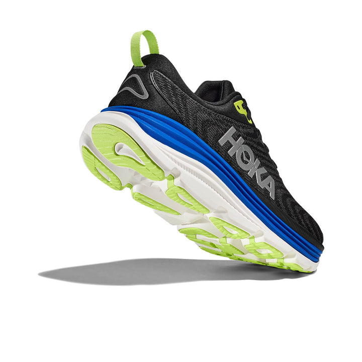 Hoka Gaviota 5 Mens | Black / Electric Cobalt back lift