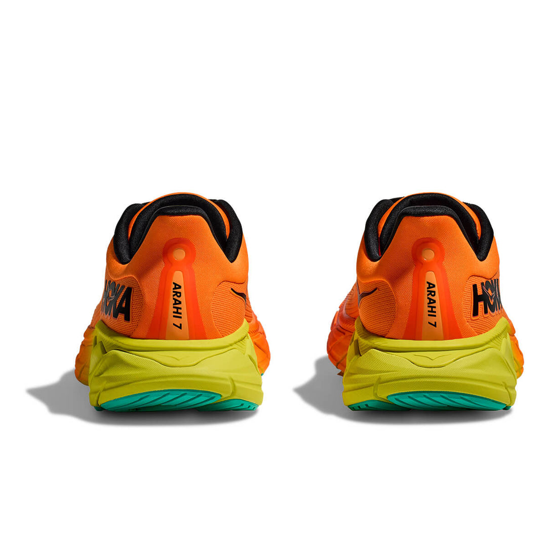 Hoka Arahi 7 Mens | Electric Tangerine / Black back