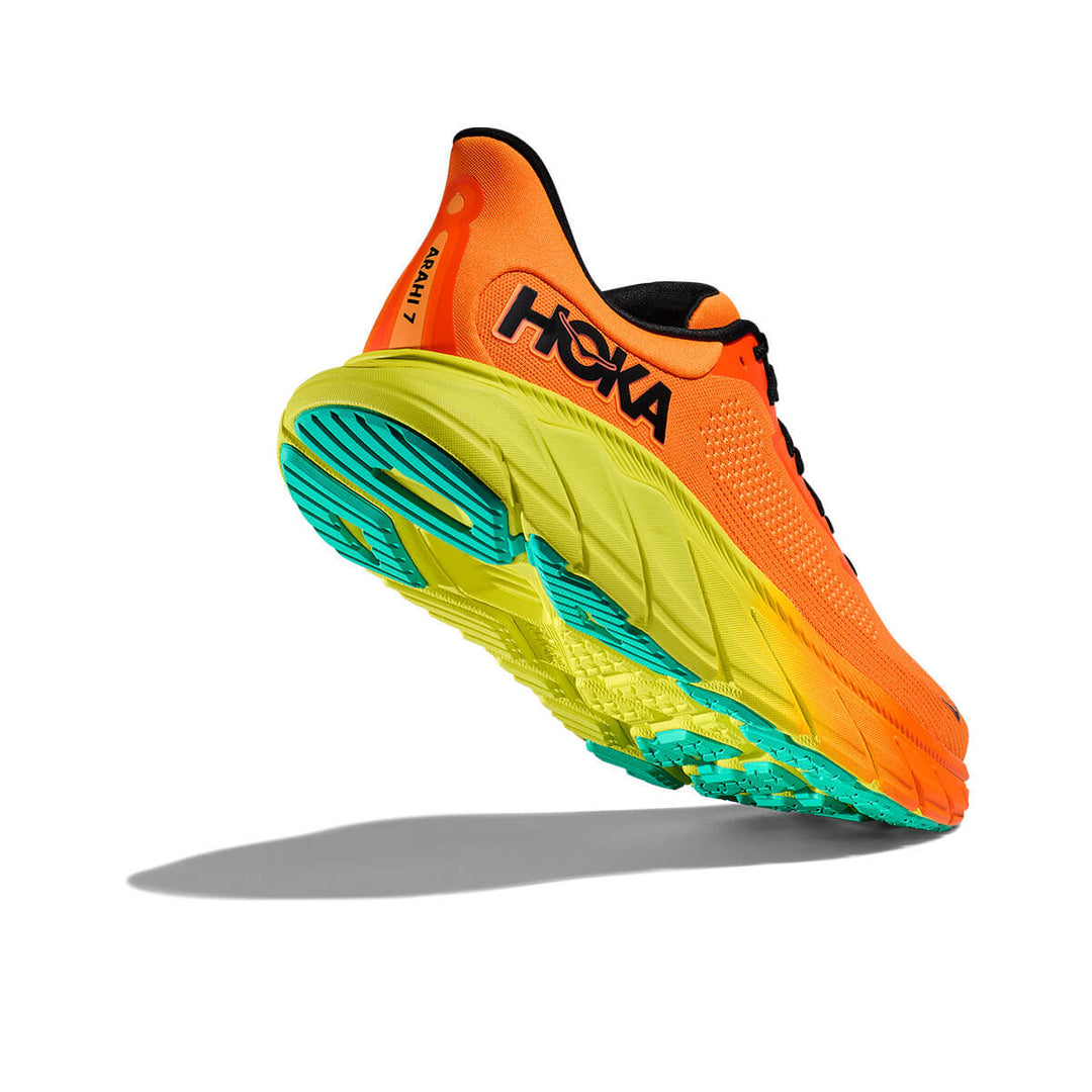 Hoka Arahi 7 Mens | Electric Tangerine / Black back up