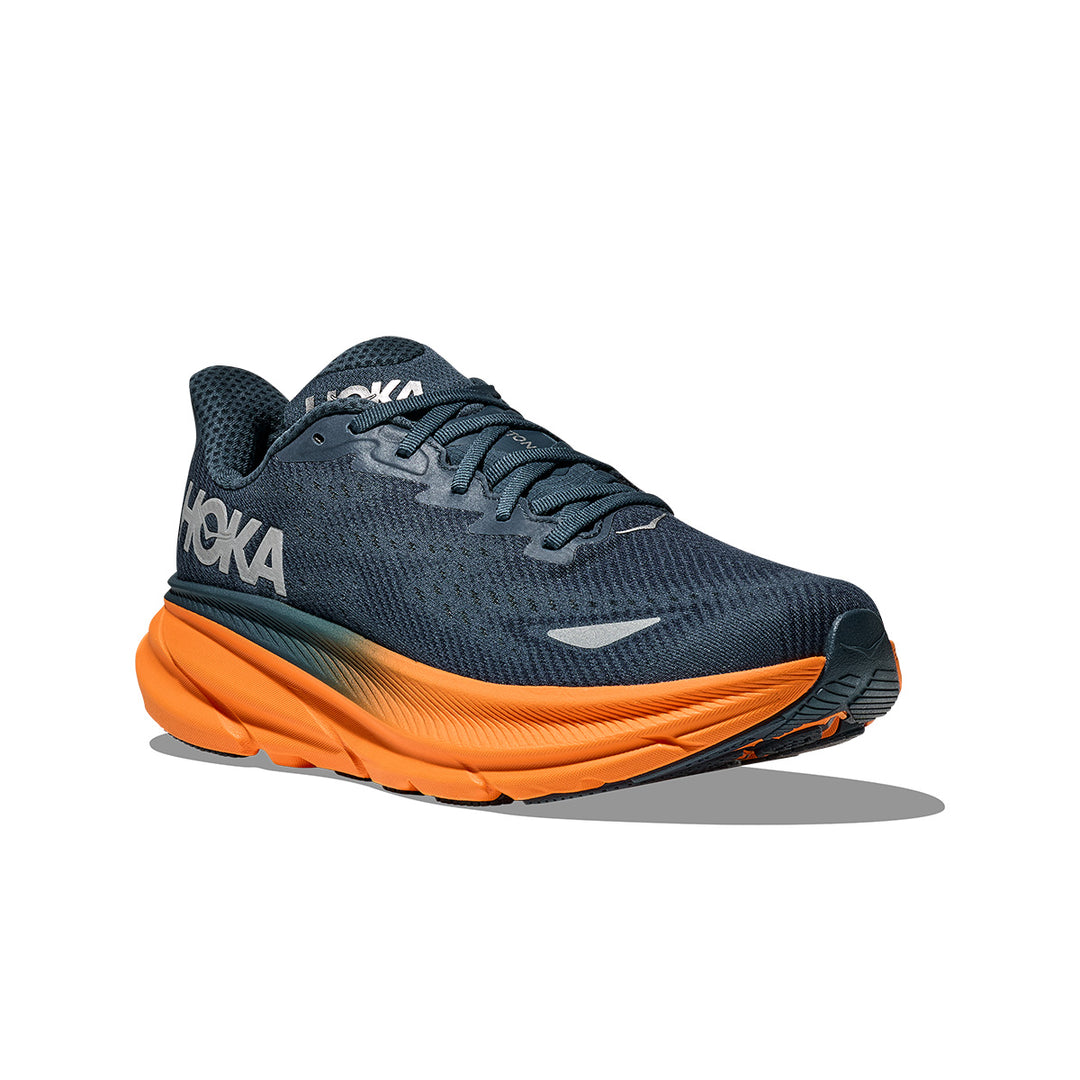 Hoka Clifton 9 GTX Mens | Stormy Skies / Orange Zest