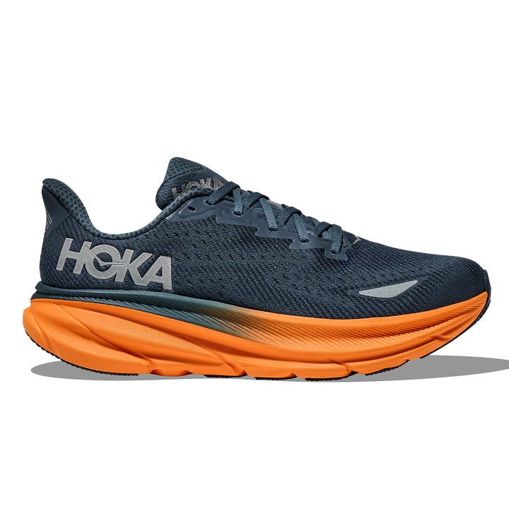 Hoka Clifton 9 GTX Mens | Stormy Skies / Orange Zest