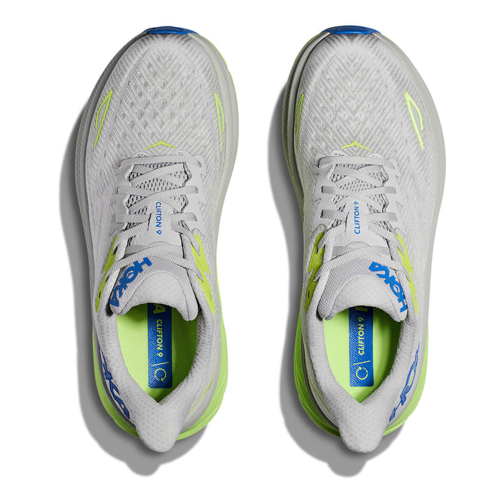 Hoka Clifton 9 Mens | Stardust / Electric Cobalt top