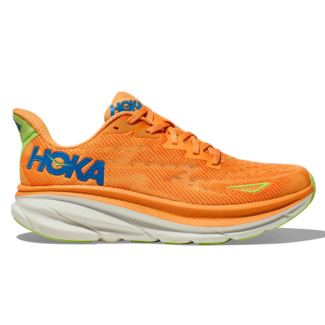 Hoka Clifton 9 Mens | Solar Flare / Lettuce running shoes