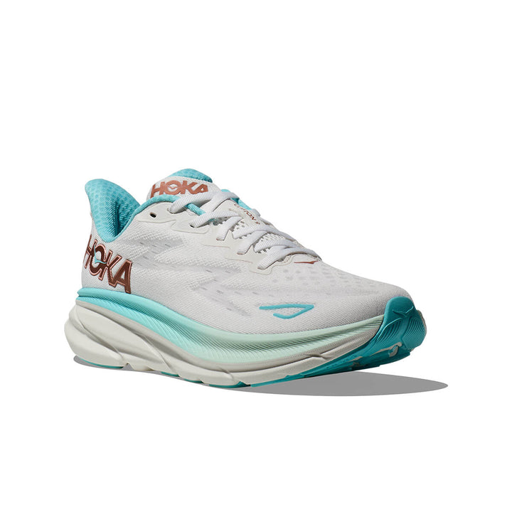 Hoka Clifton 9 Womens | Frost / Rose Gold front