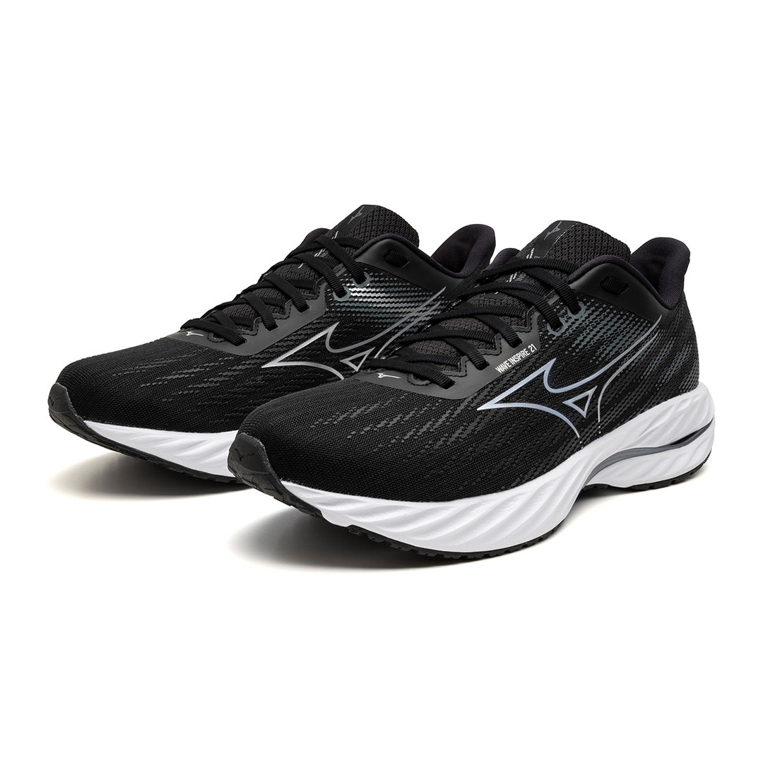 Mizuno Wave Inspire 21 Mens | 2E Width | Black/silver/metallic Gray