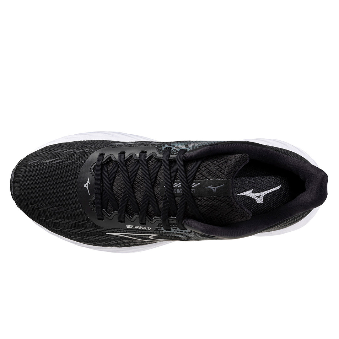 Mizuno Wave Inspire 21 Mens | 2E Width | Black/silver/metallic Gray