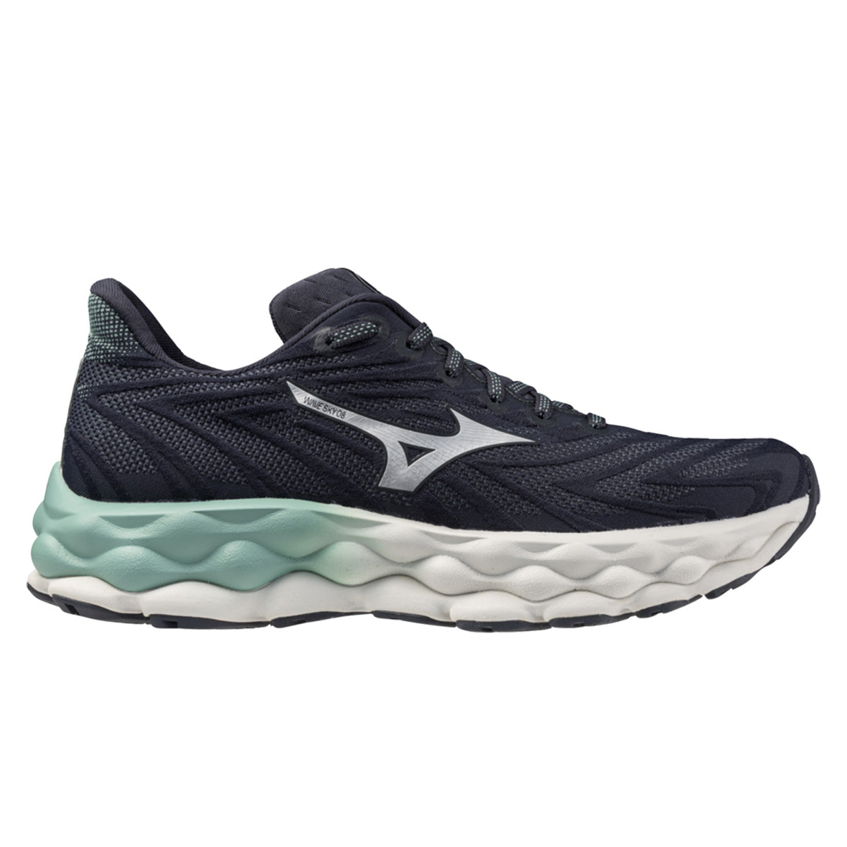 Mizuno Wave Sky 8 Womens India Ink neo Silver dusty Jad Alexandra Sports