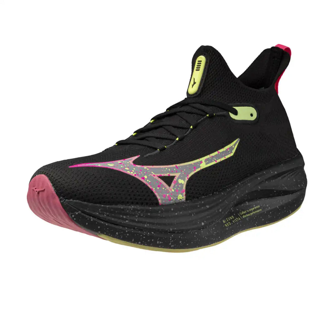 Mizuno Neo Vista Unisex | Black/silver/pink Tetra front angle