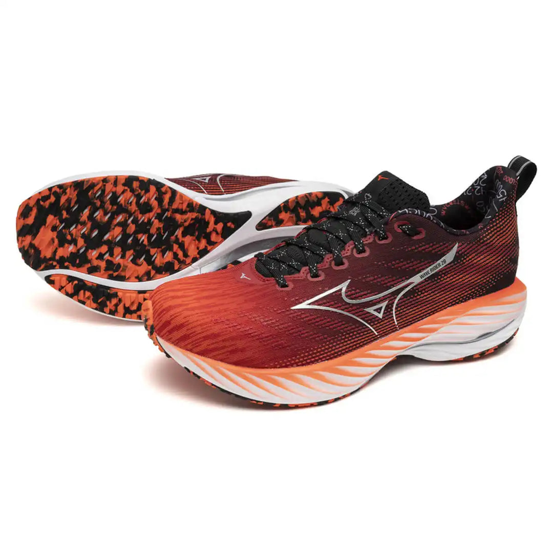 Mizuno Wave Rider 28 Unisex | Mizuno Ignition Red/silver/black pair with sole