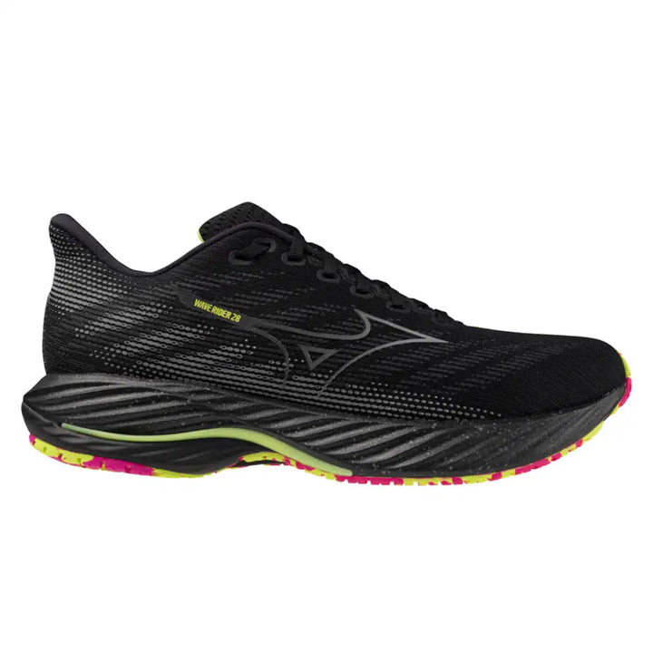 Mizuno Wave Rider 28 Unisex | Black/silver/sunny Lime