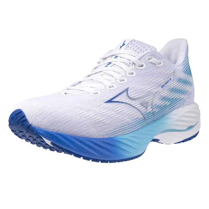 Mizuno Wave Rider 28 Womens | White/mugen Blue/river Blue front