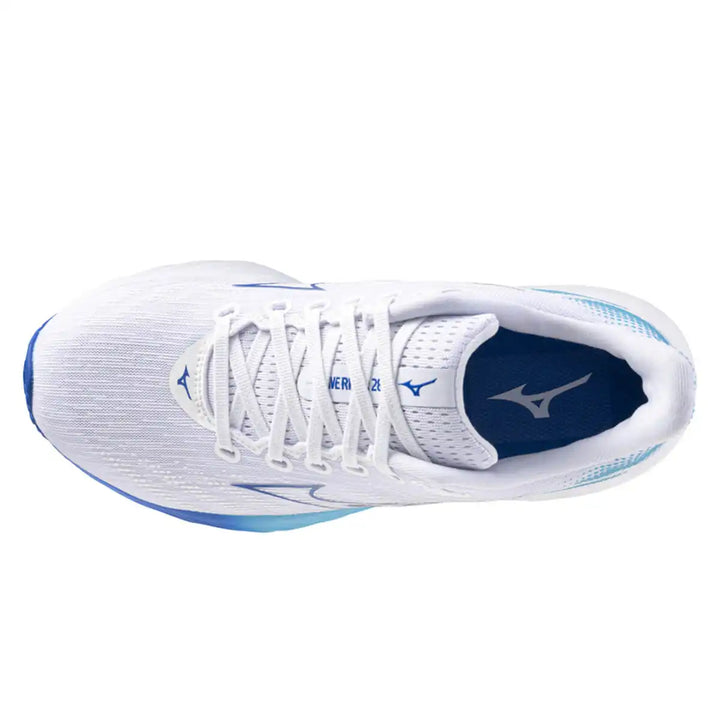 Mizuno Wave Rider 28 Womens | White/mugen Blue/river Blue top